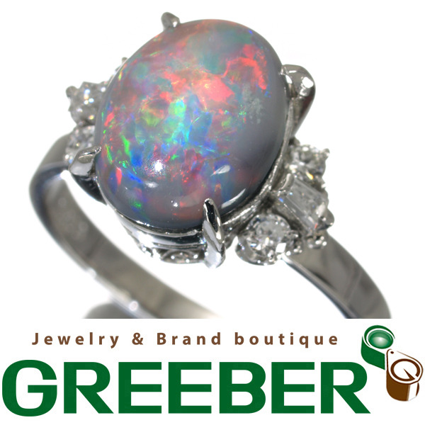 【俺の物屋】ブラックオパール 1.8ct ダイヤモンド リング Pt900