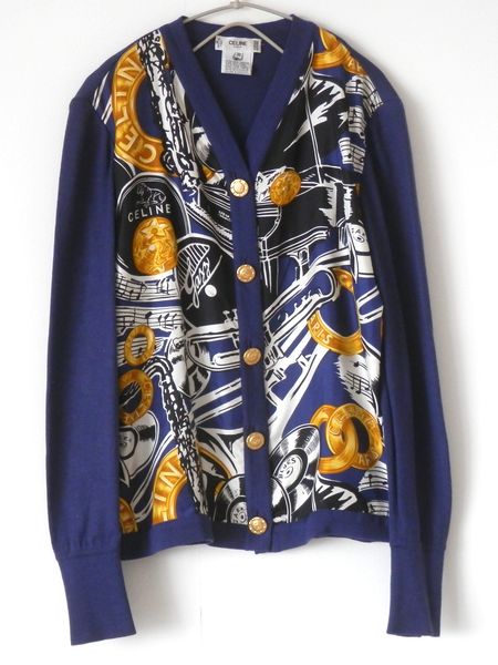 【送料無料】CELINE★洗練!異素材デザインカーディガン