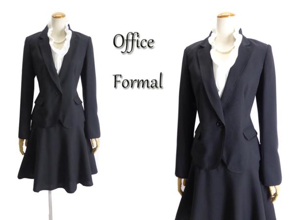 9号 洗濯OK ひらり下半身カバースカート スーツ 膝上 黒#8T102