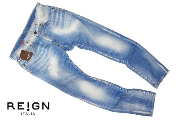 新品3.2万！ REIGN ITALIA レイン 大人ペイントデニム LEON掲載
