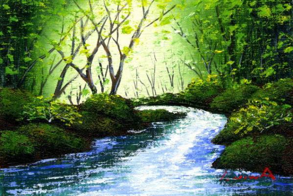 《 丹羽勇 「奥入瀬」■絵画 油絵 風景画 肉筆