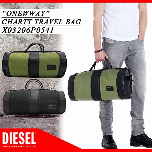 DIESEL ボストンバッグ　ドラム型　斜め掛け　カーキ