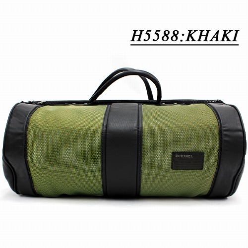 DIESEL ボストンバッグ　ドラム型　斜め掛け　カーキ
