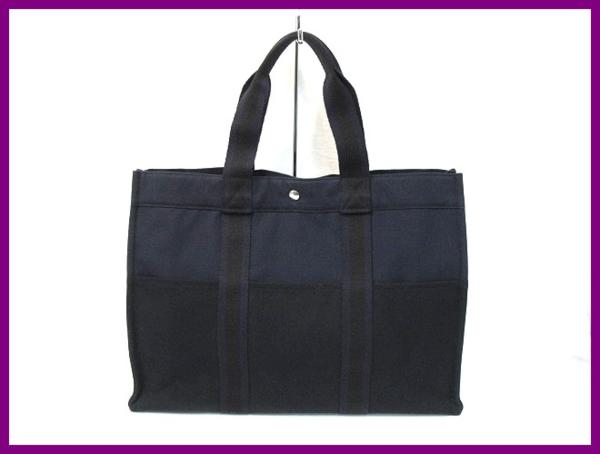 24694★未使 エルメス フールトゥ ＧＭ トートバッグ 濃ネイビー