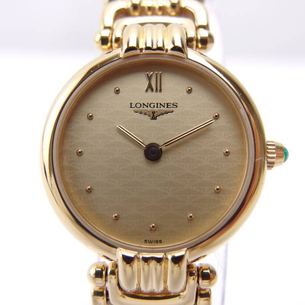 ロンジン レディース クオーツ腕時計 金色 純正 金属BT OO755
