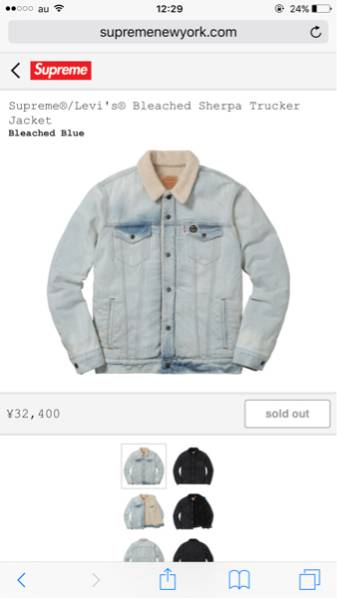 新品 16aw Supreme Levis Bleached Sherpa Trucker Jacket 青L