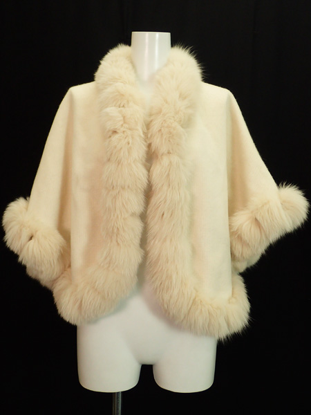 ランバンコレクション カシミヤ フォックスファーポンチョ 美品