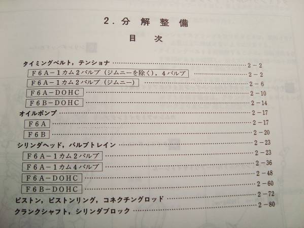 スズキ F6A/F6B サービスマニュアル エンジン整備書 1994-1 自動車
