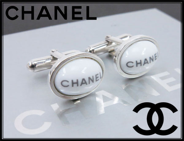 美品☆CHANEL シャネル ロゴ カフスリンクス ラッカー 漆 SV925