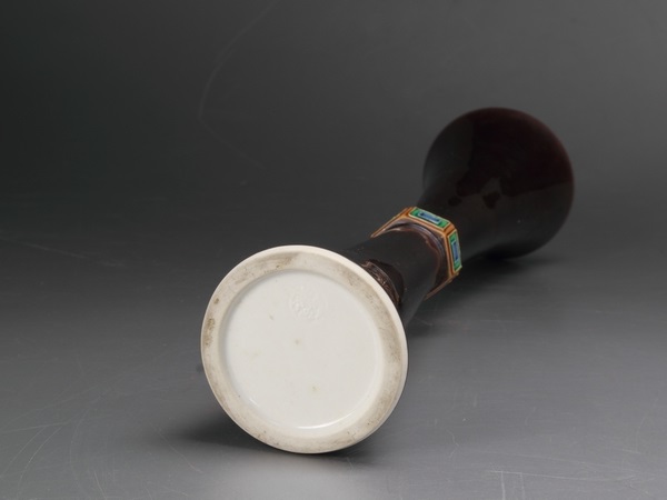 蔵出/御茶道具/交趾焼匠/中村翠嵐/尊式花入25㎝共箱/505 当方では入札