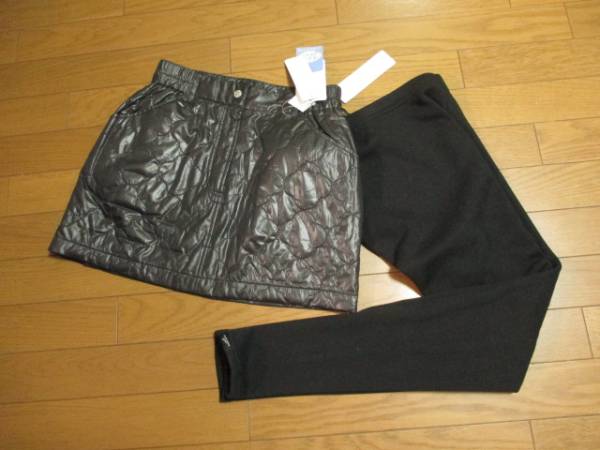 訳有新品★マリクレール 撥水スカート&保温レギンスSET M黒 12B