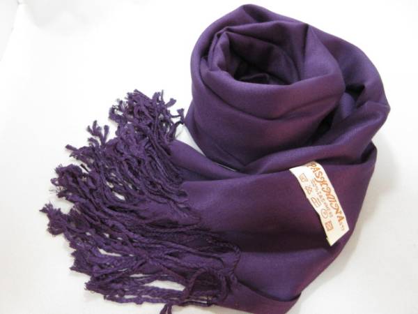 ★カシミア大判ストール　パシュミナ　ディープパープル