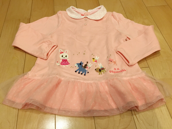 新品ミキハウスうさこちゃん裾レーストレーナーチュニック110cm