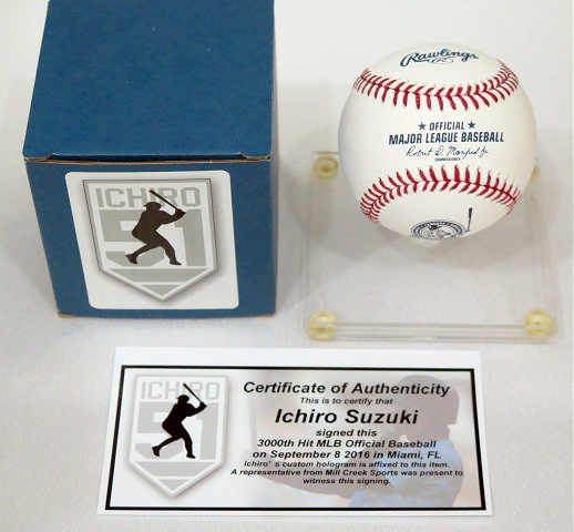 MS】イチロー直筆サイン3000本安打ロゴMLB公式ボール！ 直筆サイン
