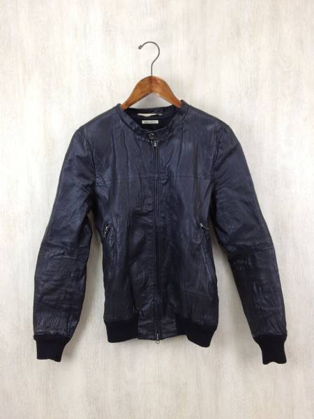 TASS STANDARD◆レザージャケット・ブルゾン/L/豚革/BLK/無地