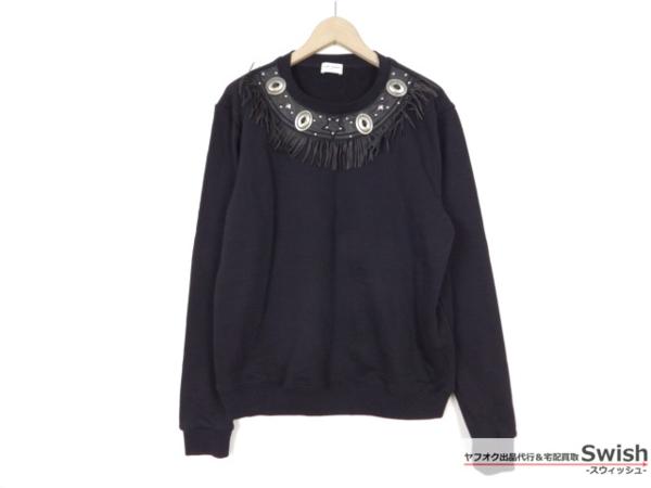 Z121■SAITLAURENT■美品 コンチョフリンジ スウェット XL黒■