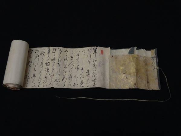 8■巻物 肉筆 書画 古文書 在銘 龍村 肉筆 約3.2m*z　