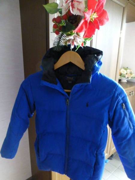 美品★ラルフローレンのダウン、フード付★ブルー★130/7サイズ