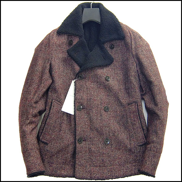 新品2.7万!ボイコット ループツイード裏パイルPコートL赤J27789