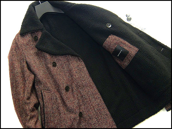 新品2.7万!ボイコット ループツイード裏パイルPコートL赤J27789