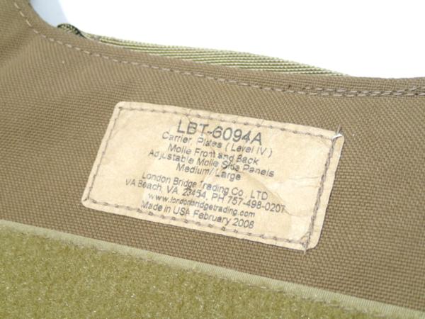 2085】美品 実物LBT製 LBT6094A プレートキャリア CBカラー