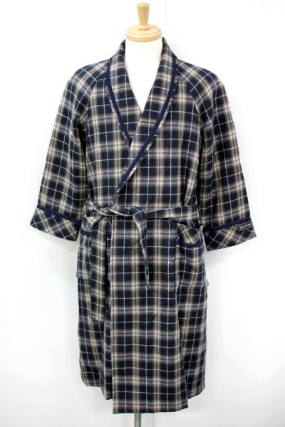 C238◆BURBERRY◆ウール ガウンコート チェック ベルト付 ロング