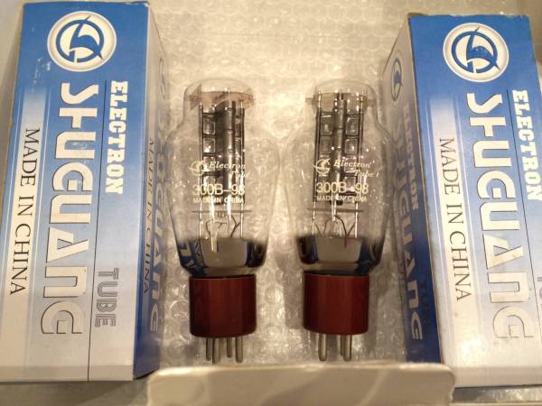 新品2本 曙光電子 Shuguang 300B 300B-98 真空管 茶印字赤 SHUGUANG 曙光 300B 茶色ベース 新古管 2本_SET 元箱入 その2_M2 今