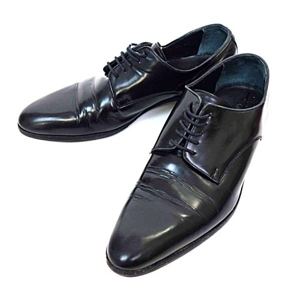 ★★お値下げGIORGIO ARMANIのプレーントゥ新品★★ GIORGIO ARMANI プレーントゥレザーシューズ ブラック ジョルジオ