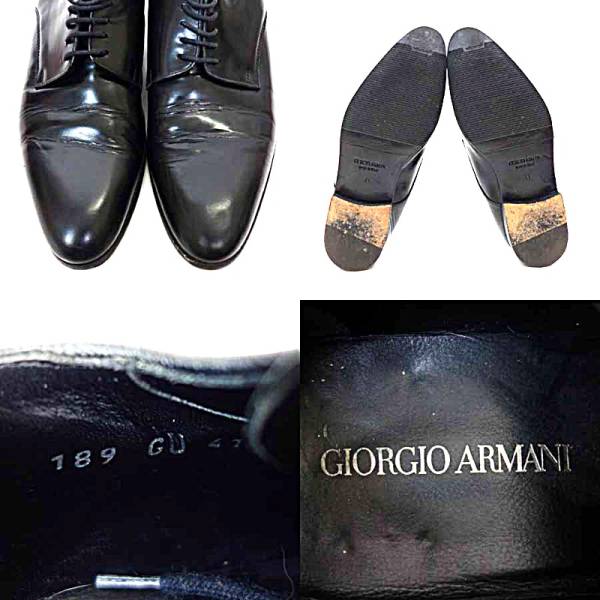 GIORGIO ARMANI プレーントゥレザーシューズ ブラック ジョルジオ