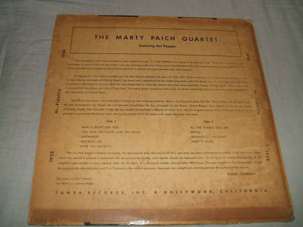 Marty Paich Quartet feat. Art Pepper 赤盤 USオリジナル 音楽 ジャズ