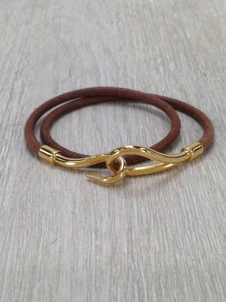 HERMES◆2連ブレスレット/チョーカー/-/BRW/使用感アリ