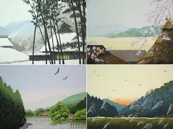 都屋】佐野せいじ「里の四季」木版画4葉 佐野せいじ 【公式通販】