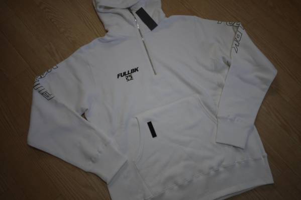 新品 正規品 格安 FULL-BK フルバック ハーフジップパーカー 白 L (セN)