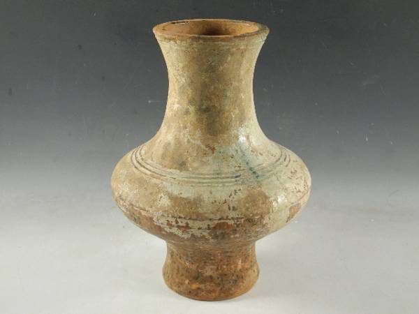 ◇伯◇時代 中国 古緑釉 花入 古陶器 桐箱 a1473 中国古美術（漢-宋