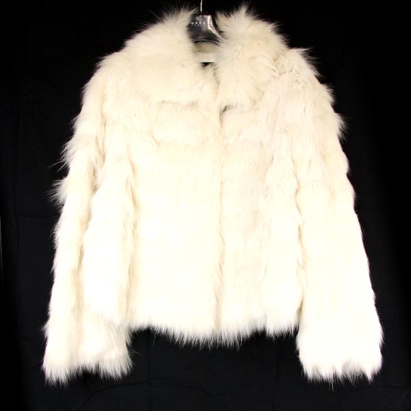 USED』毛皮 山藤 ラビット・ブルーフォックス コート M 白 