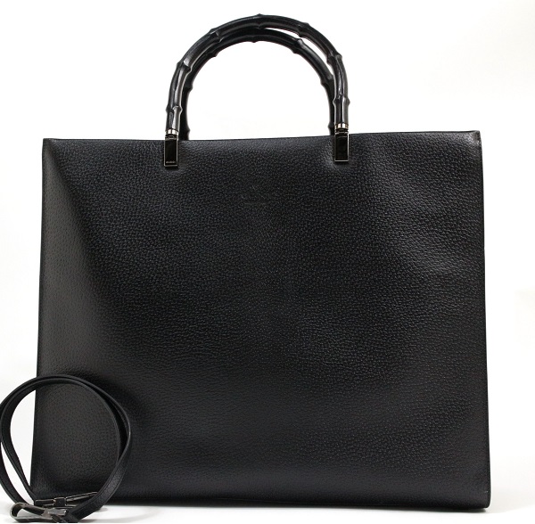 1円～美品【GUCCI本物】バンブー/2WAYバッグ黒 スクエア
