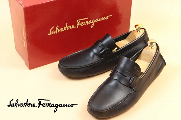 伊製★フェラガモ レザー ドライビング シューズ ローファー 6h