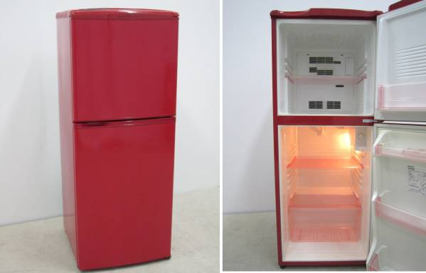 K*i様 送料込★2008年SANYO 137L 2ドア冷凍冷蔵庫SR-141R 送料無料！サンヨー137L 2ドア冷凍冷蔵庫SR-14A 上冷凍 赤 SANYO SR