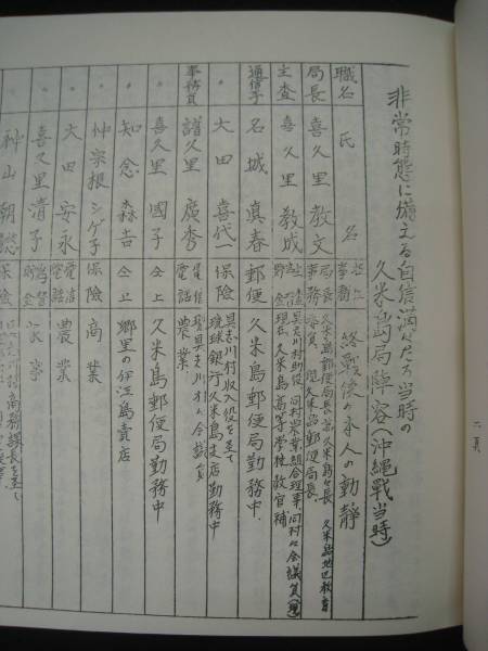 郵趣資料◆元逓信従業員沖縄戦記　久米島郵便局之部　検琉球消印