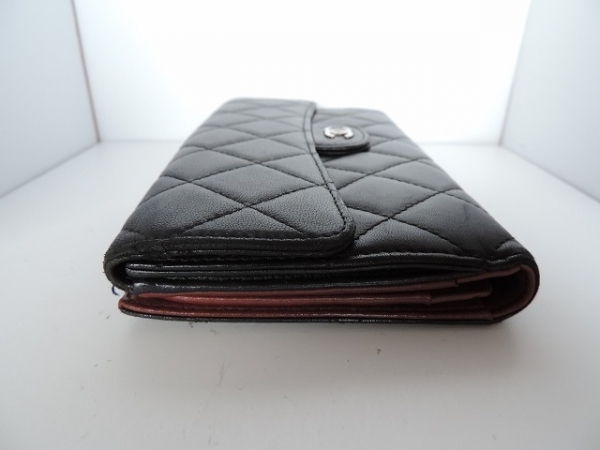 シャネル 長財布 マトラッセ 黒 ラムスキン CHANEL