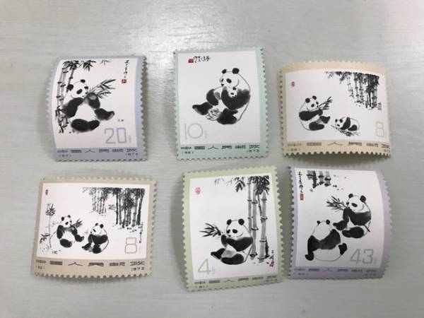 ▲中国切手　1973年　パンダ切手　6種完　未使用