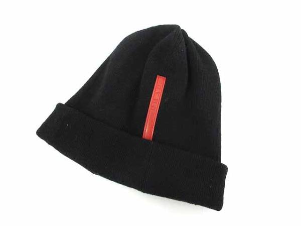 PRADA 黒 ニット帽 PRADA プラダ ニット帽 ブラック|UMD432MPIN98 | THEBS