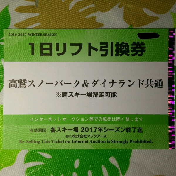 高鷲スノーパーク&ダイナランド共通 リフト券 【公式通販】