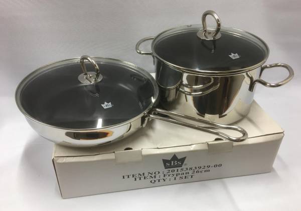 新品未使用品 SBS社 クーヘンクローネシリーズ ステンレス鍋　22㎝ 未使用品】ドイツ製 SBS クーヘンクローネ 両手鍋 フライパン 2個セット