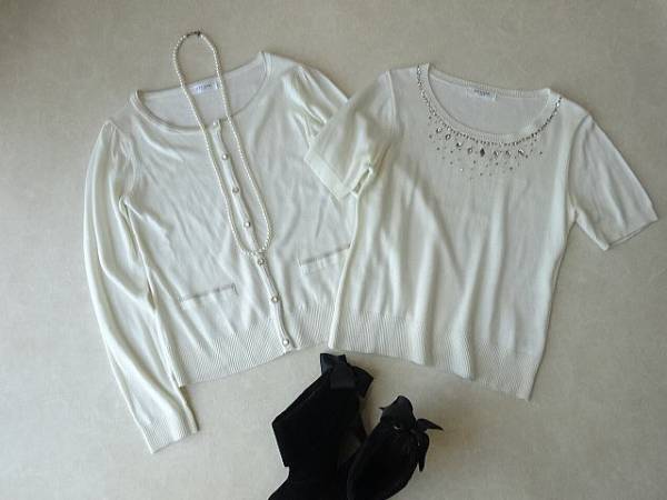 新品　OFUONオフオン◆上品♪アンサンブルニット　40　ホワイト
