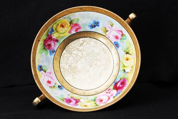 オールドノリタケ 金彩 キャビネットトリオ② 0 金盛手彩色薔薇図紋 