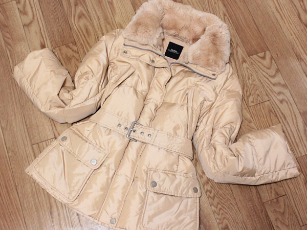 美品♪MAXMARA ふわふわラパンファー襟 ベルト付きダウンジャケット 42 