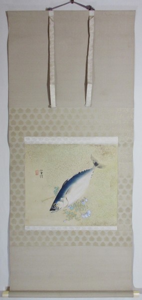 竹内栖鳳 肉筆画 【 指 月 布 袋 図 、若 松 図 】画帖画軸仕立て品模写 竹内栖鳳 紙本水墨画 《花の図》 額装仕立て 肉筆画 落款印譜在 模写