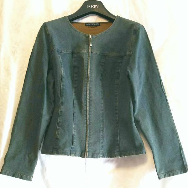 フォクシー、FOXEY.フォクシージャケット、デニムジャケット、フォクシーデニム、サイズフリー、フォクシーニューヨーク、美品、細見え