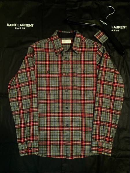 13AW SAINT LAURENT サンローランパリ チェック シャツ S SAINT